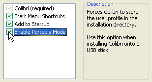 Selecting portable mode